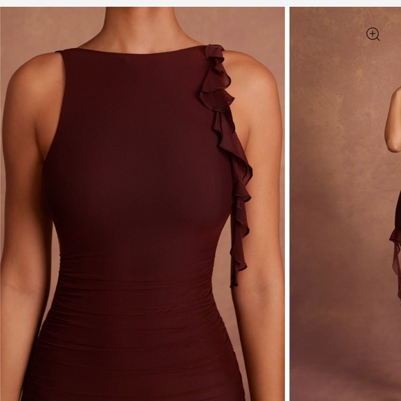 Oh Polly Backless Ruffle Detailing Mini Dress in Brown - Picture 3 of 5